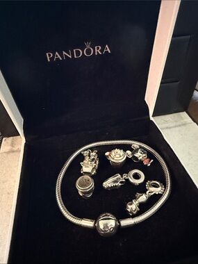 Pandora Silver Snake Chain Bracelet with Logo Clasp